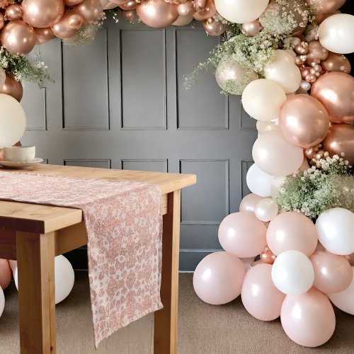 Pearls  Prosecco Rose Gold Lace Bridal Shower Medium Table Runner