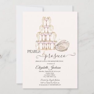  Pearls & Prosecco Seashell Cream Invitation