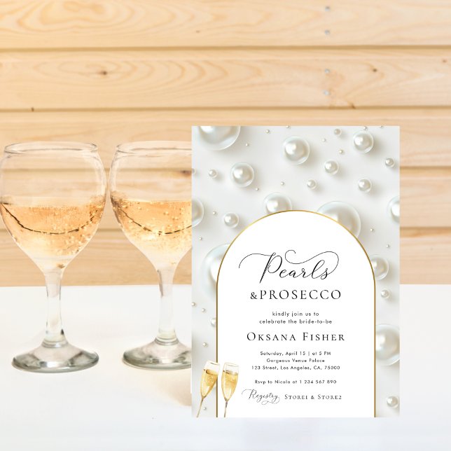 Pearls & Prosecco Sophisticated Bridal Shower Invitation (Creator Uploaded)