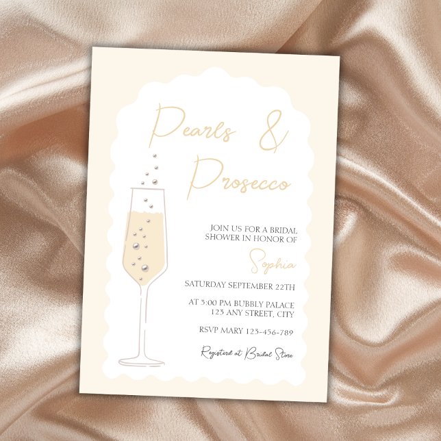 Pearls & Prosecco Wavy Arch Bridal Shower Invitation (Pearls & Prosecco Wavy Arch Bridal Shower Invitation)