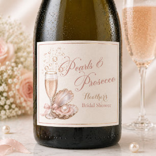 Pearls & Prosecco Wine Bottle Label Bridal