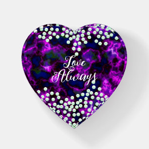 Pearls Purple Misty Heart Paperweight