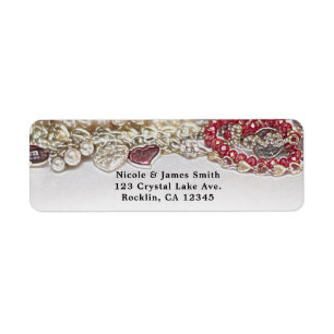 Pearls & Red Valentine Love Jewels Invitation Label