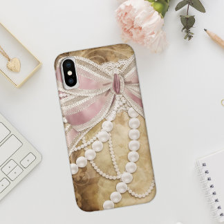 Pearls, Ribbons and Lace Vintage iPhone X Case