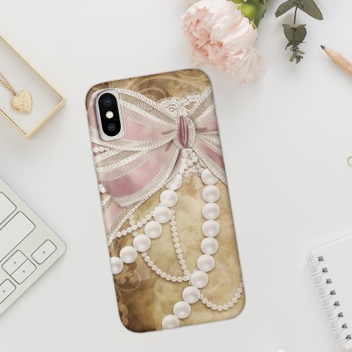 Pearls Ribbons and Lace Vintage iPhone X Case