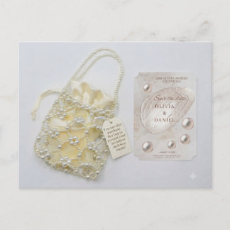 Pearls Save the Date Card & Pouch Idea