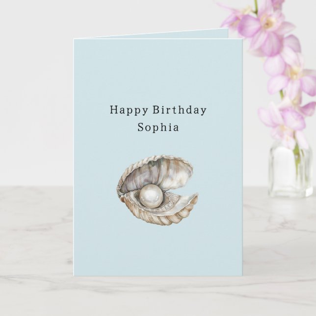 Pearls Shell Birthday  Card (Orchid)