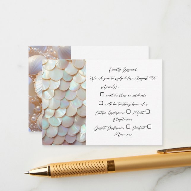 Pearls Shells Elegant Classic  Enclosure Card (Front/Back In Situ)