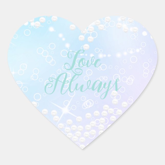 Pearls Shine Blue Pink  Heart Sticker (Front)