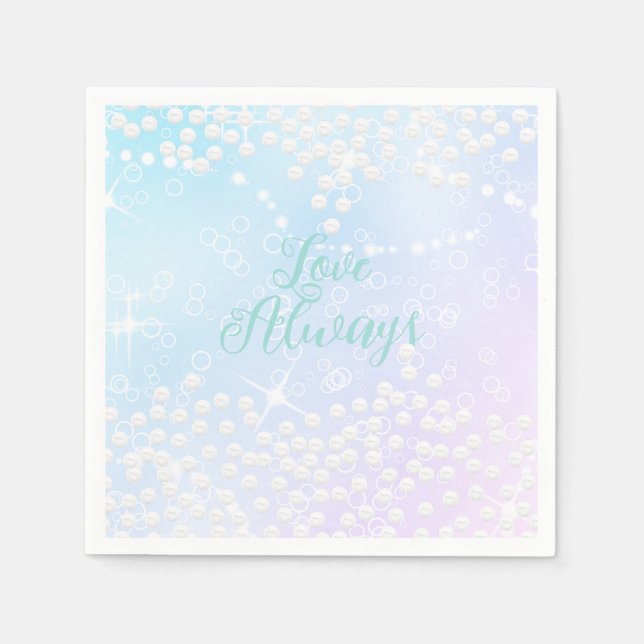Pearls Shine Blue Pink Napkins (Front)