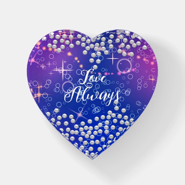 Pearls Shine Purple Heart Paperweight (Front)