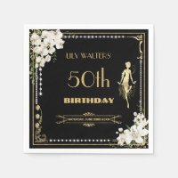 Pearls White Floral Art Deco Gatsby 20s Birthday 