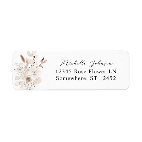 Pearls  White Floral Return Address Label