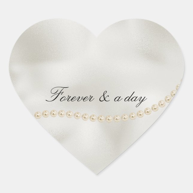 Pearls White Luxe  Heart Sticker (Front)