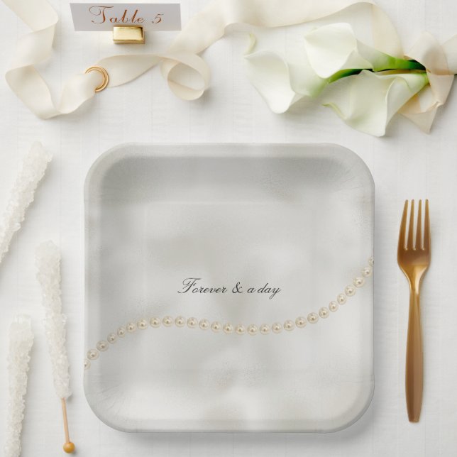 Pearls White Luxe  Paper Plates (Wedding)