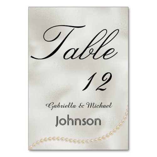 Pearls White Luxe Table Number