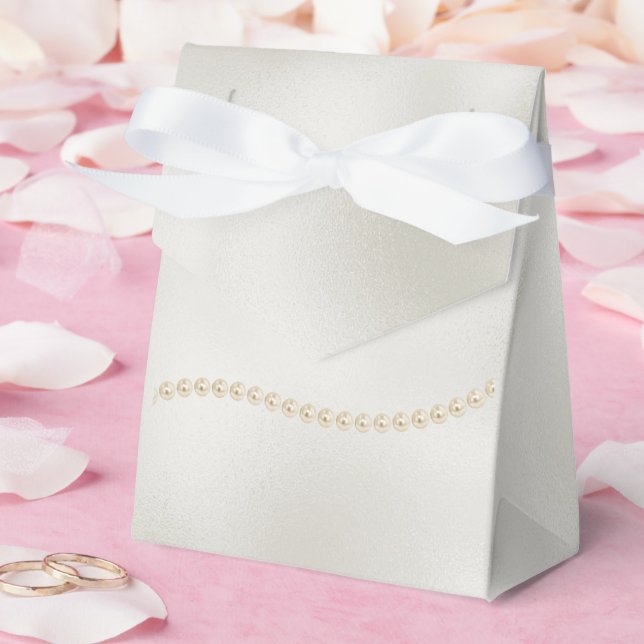 Pearls White Luxe Wedding Favor Boxes (Wedding)