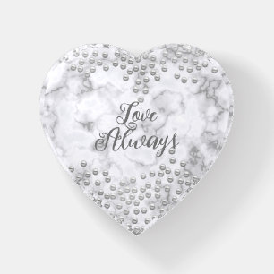 Pearls White Misty Heart Paperweight