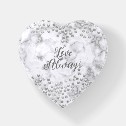  Pearls White Misty Heart Paperweight