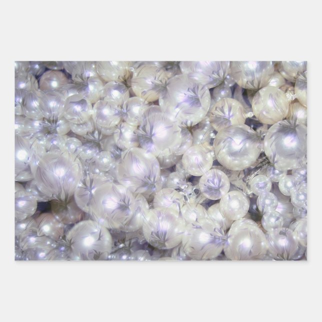 Pearls With Flower Design Wrapping Paper Sheets (Front)