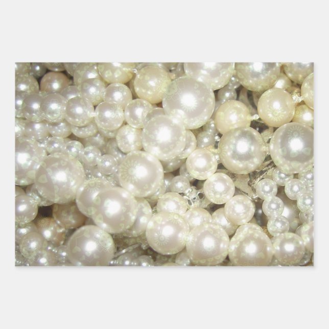 Pearls With Gold Design Wrapping Paper Sheets (Front)
