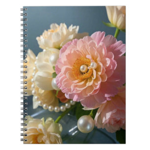 Pearls with pink flowers  notebook