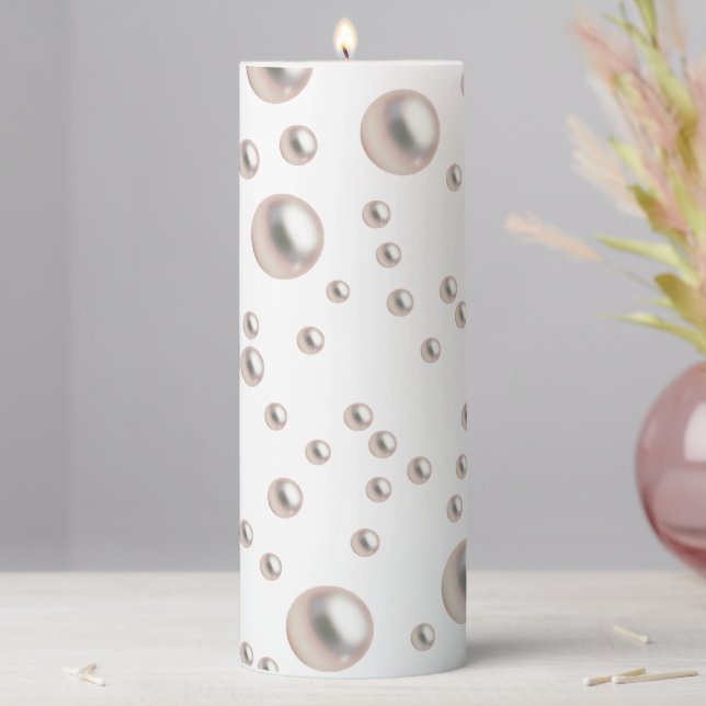 Pearlsa and Prosecco  Bridal Shower Pillar Candle (In Situ)