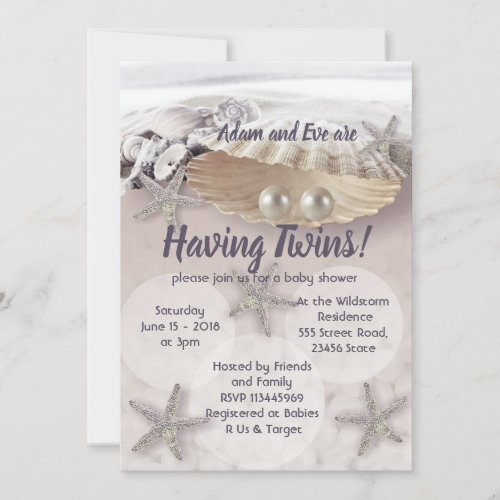 PearlsTwins baby shower invitation