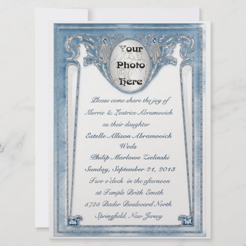 Pearly Blue _ Photo Wedding Invitation Invitation
