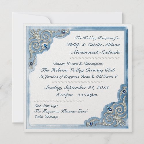 Pearly Blue Reception Invitation Invitation