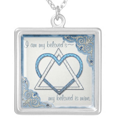 Pearly Blue Wedding Quote From Psalms _Personalize Silver Plated Necklace