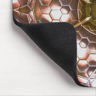 Pearly brown kaleidoscope of overlapping hexagons  mouse pad