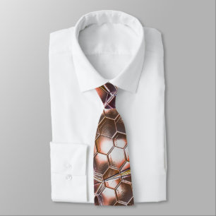 Pearly brown kaleidoscope of overlapping hexagons  neck tie