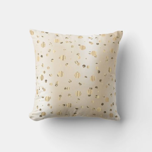 Pearly Creamy Ivory Foxier Gold Polka Dots Throw Pillow