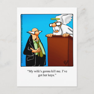 Pearly Gates Humor "Got Wife's Keys" Postcard