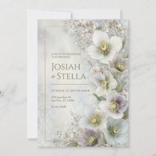 Pearly Hellebore Ethereal Botanical Frame Wedding Invitation