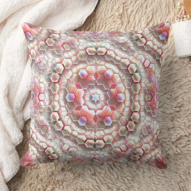 Pearly hexagon forming a soft relief cube illusion throw pillow (Blanket)