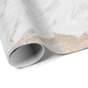 Pearly Ivory Gold Pastel White Gray Marble Glam Wrapping Paper