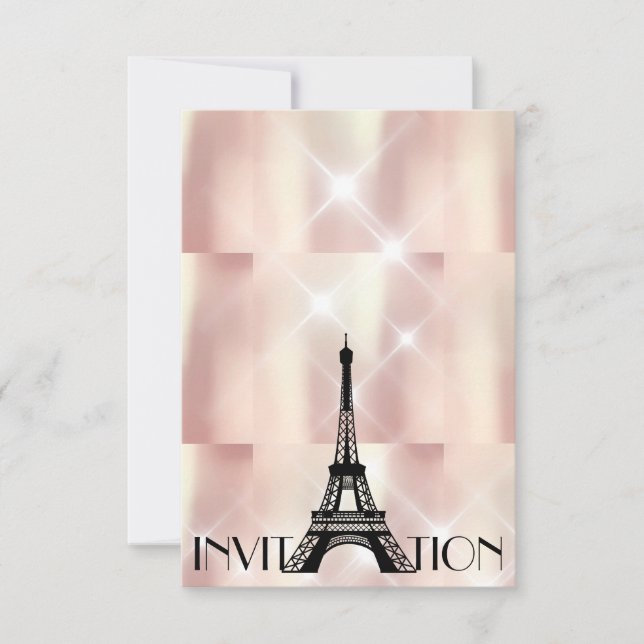 Pearly Ivory VIP Personalized Paris Bridal Shower Invitation (Front)