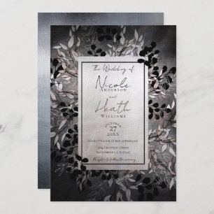 Pearly Opalescent Moody Glam Floral Wedding Invitation