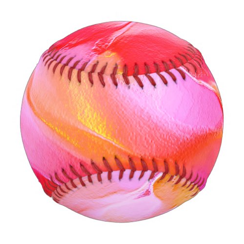 Pearly pink and orange polished rock baseball