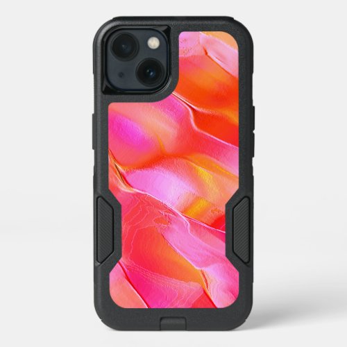 Pearly pink and orange polished rock iPhone 13 case