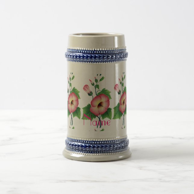 Pearly Pink Flowers Thunder_Cove Beer Stein (Center)