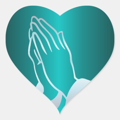 Pearly Praying Hands Heart Sticker