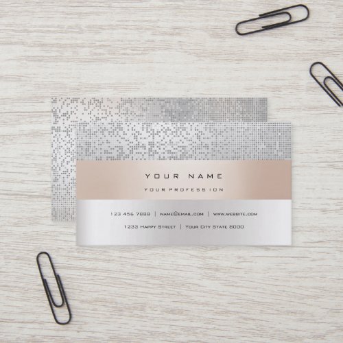 Pearly Titanium Creamy Gold Stripes Minimal Silver Business Card