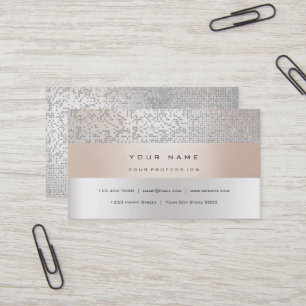 Pearly Titanium Faux Gold Stripes Minimal Silver Business Card