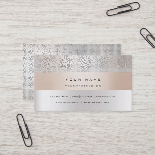 Pearly Titanium Faux Gold Stripes Minimal Silver Business Card