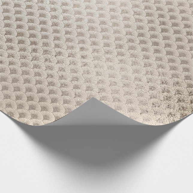 Pearly Titanium Ivory Seashells Art Deco Glass Wrapping Paper (Corner)