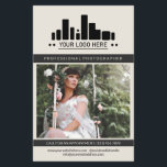 Pearly White Charcoal Photographer Logo Big Photo Flyer<br><div class="desc">Off-white marketing flyer for a professional photographer personalized with a large photo, logo, contact information on one side, and custom text, more photos, and profile photo in a charming clean charcoal black and pearly white design. Feminine and chic professional photography flyer in a clean design with a muted black accent...</div>