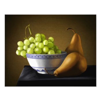 Pears And Grapes Fruit Bowl Still Life Photo Print by terrymcclaryart at Zazzle